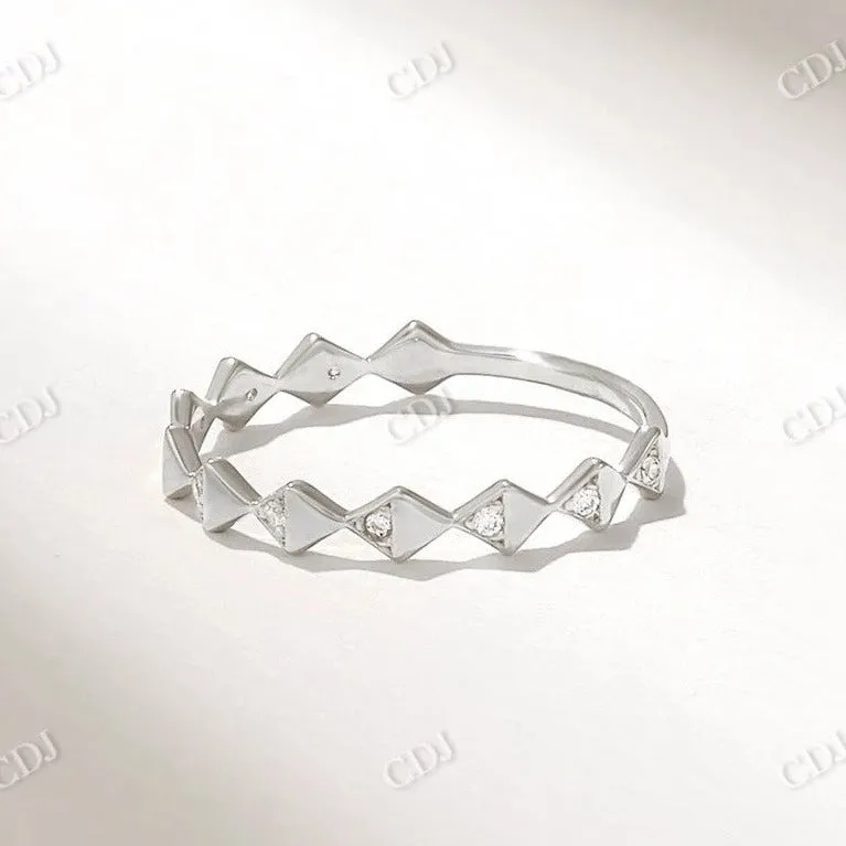 0.05CTW CVD Diamond Angle Geometric Wedding Band