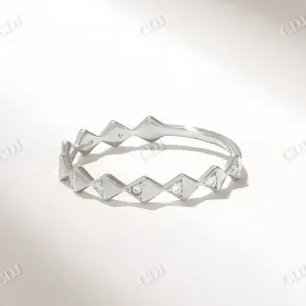 0.05CTW CVD Diamond Angle Geometric Wedding Band