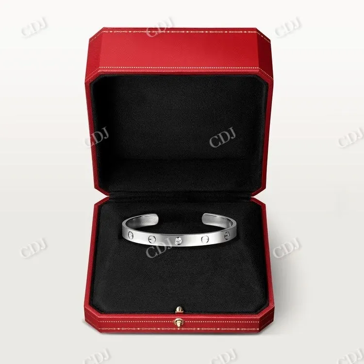 0.10CTW Minus Design Open Bangle Bracelet