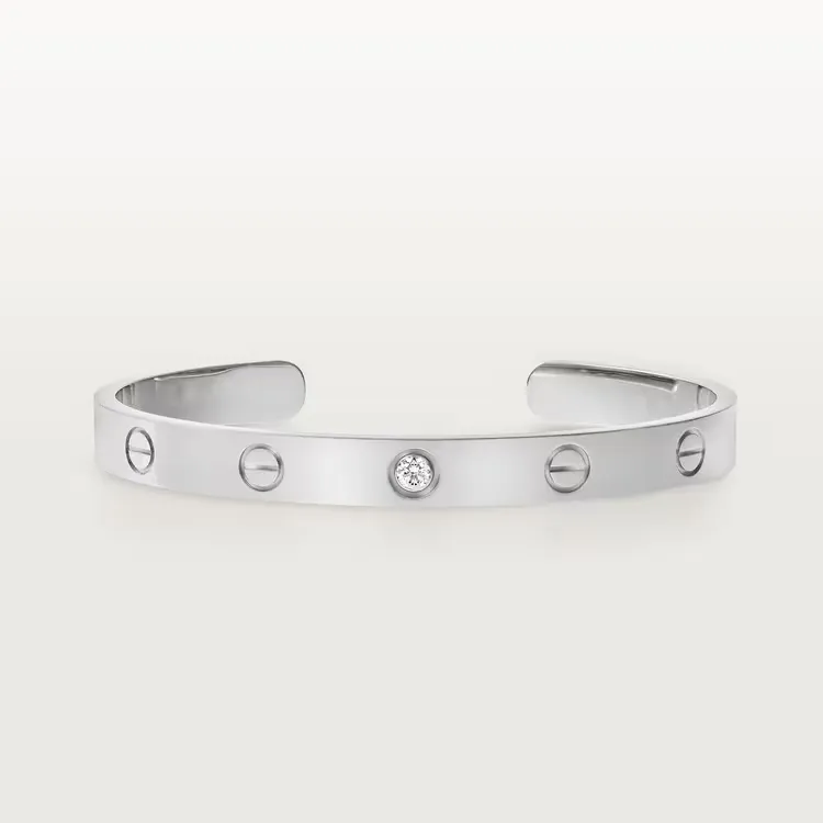 0.10CTW Minus Design Open Bangle Bracelet