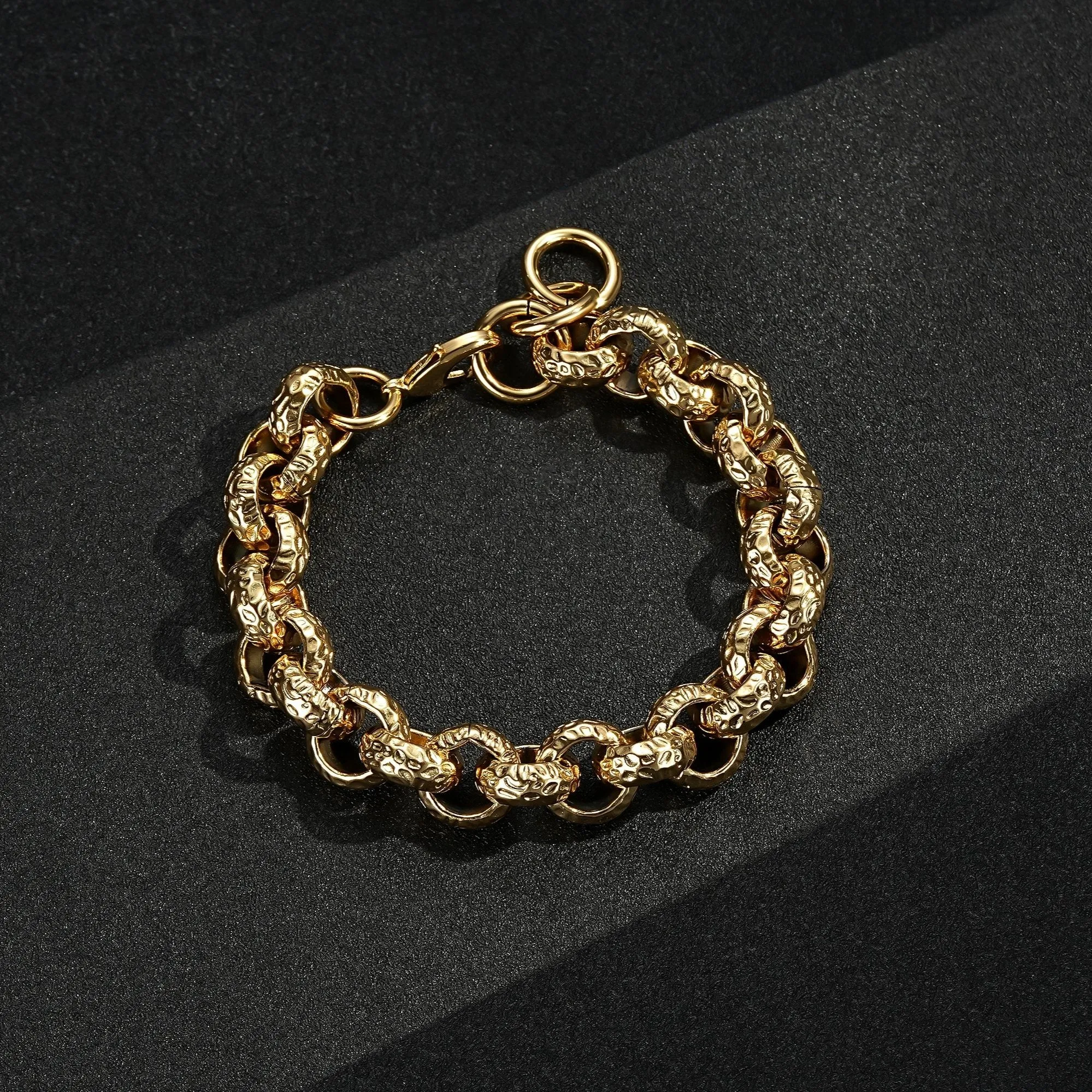 15mm Gold Filled Bonded Pattern Leopard Print Belcher Bracelet 8.5 Inch