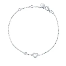 18K White Gold Love Heart Diamond Bracelet