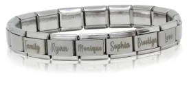 9mm Engraved Name Italian Charm Bracelet (Matte)