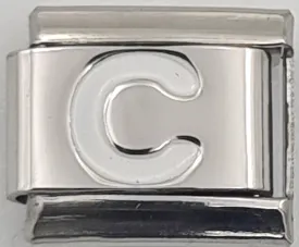 9mm White Letter C Charm