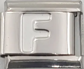 9mm White Letter F Charm