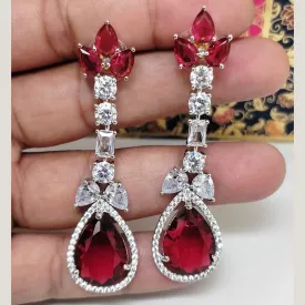 Aamrapali Silver Plated AD Dangler Earrings