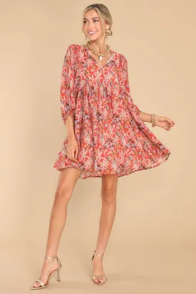 All Dreamers Rust Floral Print Dress