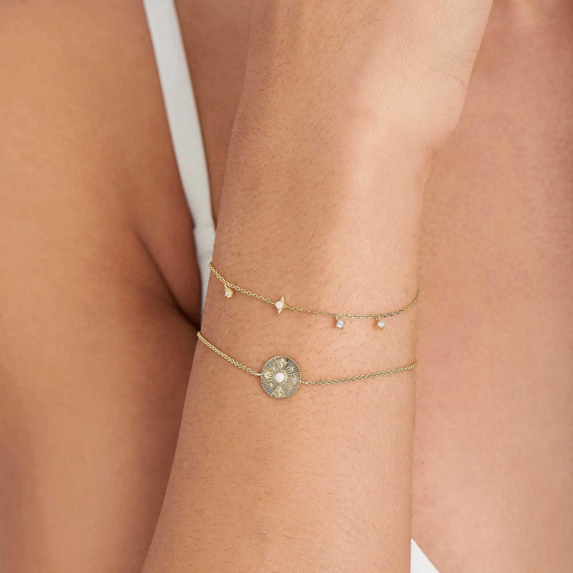 Ania Haie Gold Scattered Stars Kyoto Opal Disc Bracelet