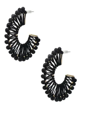 Black Open Circle Beaded Earrings - Final Sale