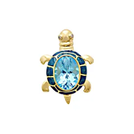 Brooch- Blue Topaz And Diamond (Enamel)