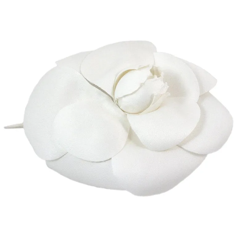 CHANEL White Camellia Brooch