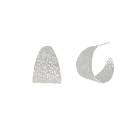 Courage Waterproof Irregular Statement Hoop Earring Silver Plating