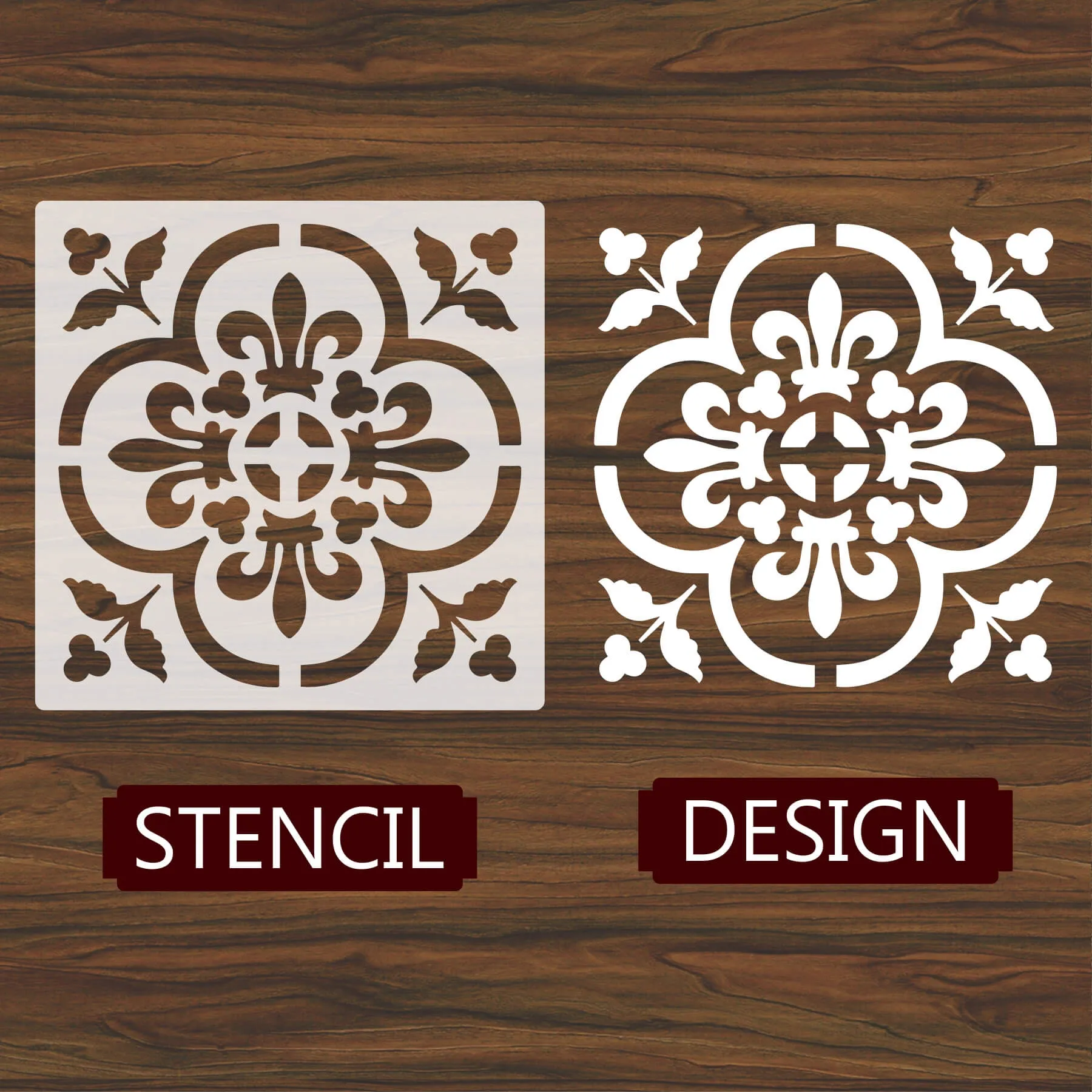 Damask Motif Reusable Stencil For Canvas And Wall Painting.ID#235