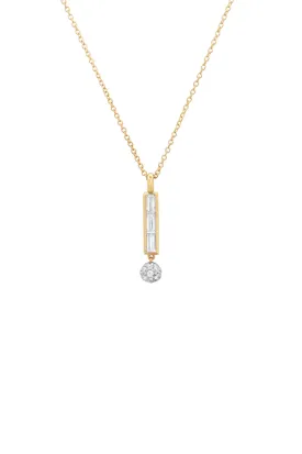 Diamond Baguette Orb Drop Necklace