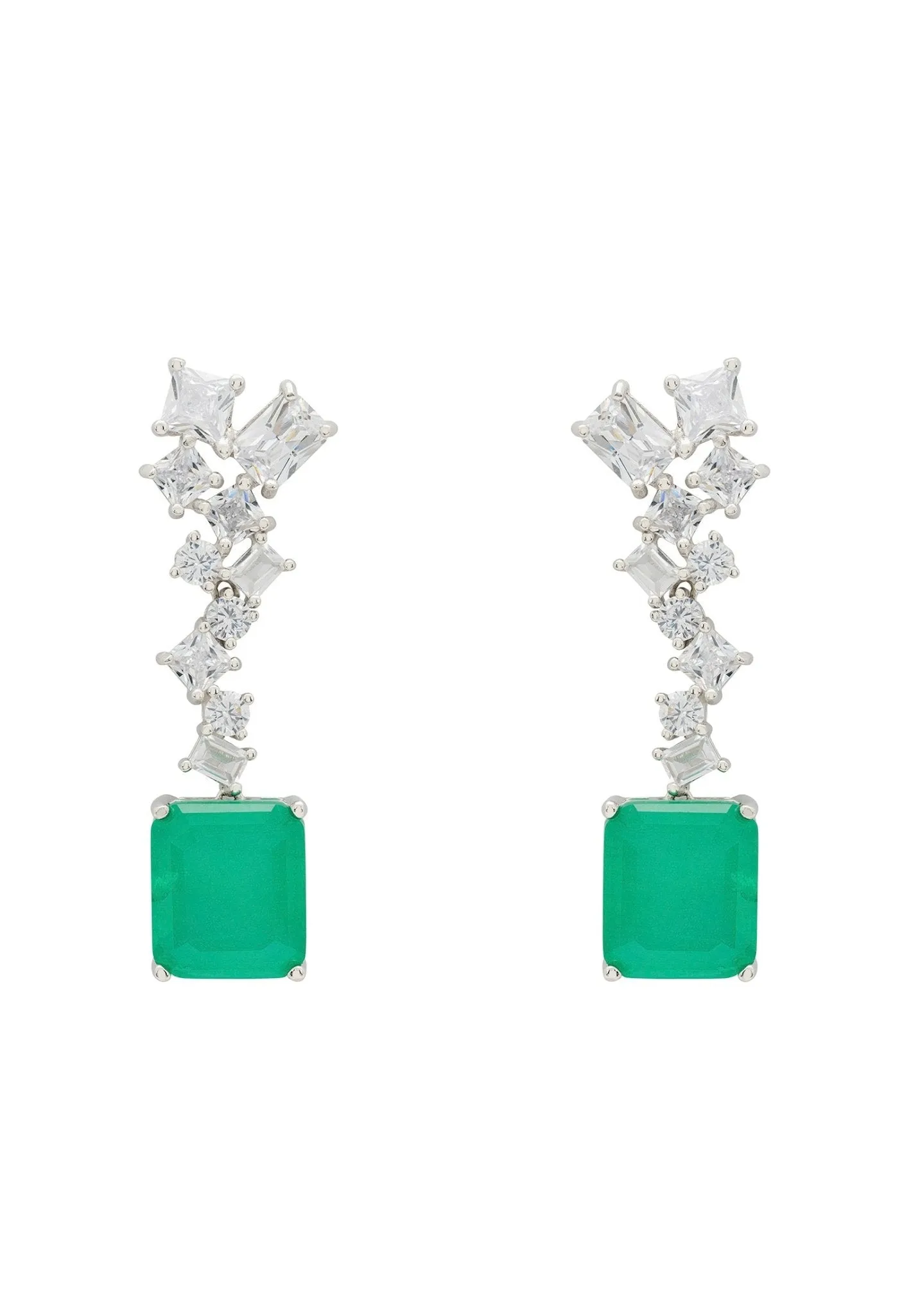 Diana Colombian Emerald Drop Earrings Silver