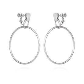 Drop Hoop Clip On Earrings