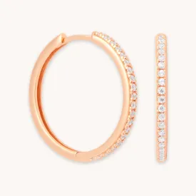 Essential Crystal Large Hoops in Rose Gold