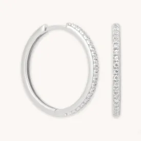 Essential Crystal Large Hoops in Silver