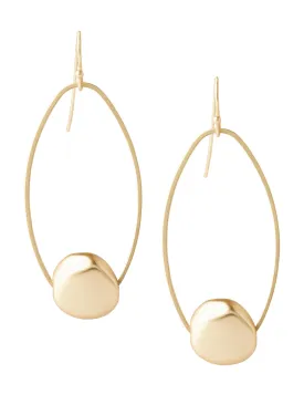 Gold-Tone Pebble Oval Drop Pierced Earrings