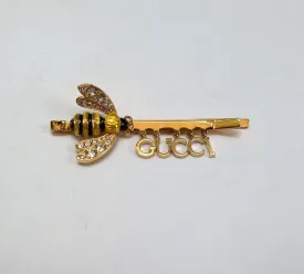 Gucci Bee Enamel and Rhinestone Logo Hair Clip Pin Accessories