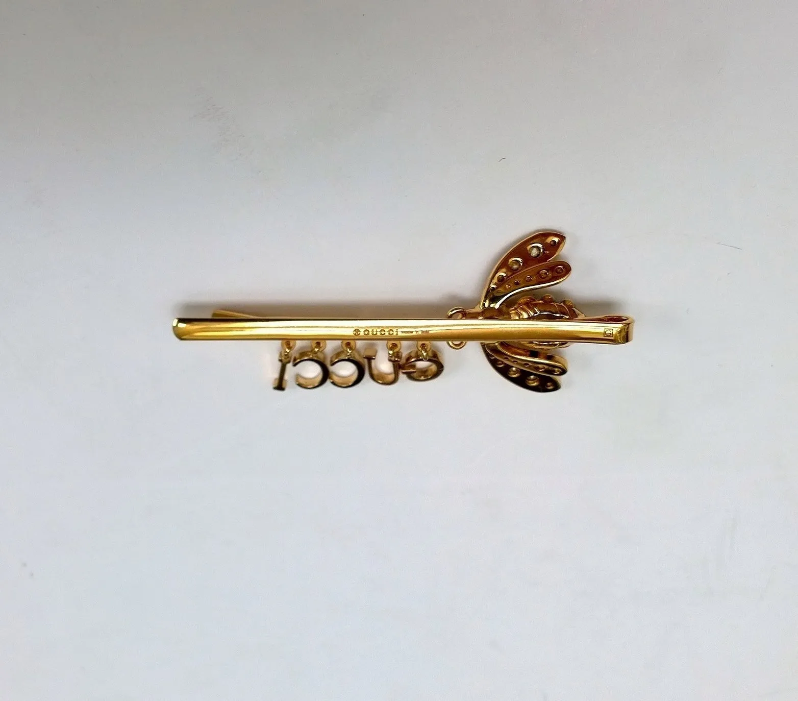 Gucci Bee Enamel and Rhinestone Logo Hair Clip Pin Accessories