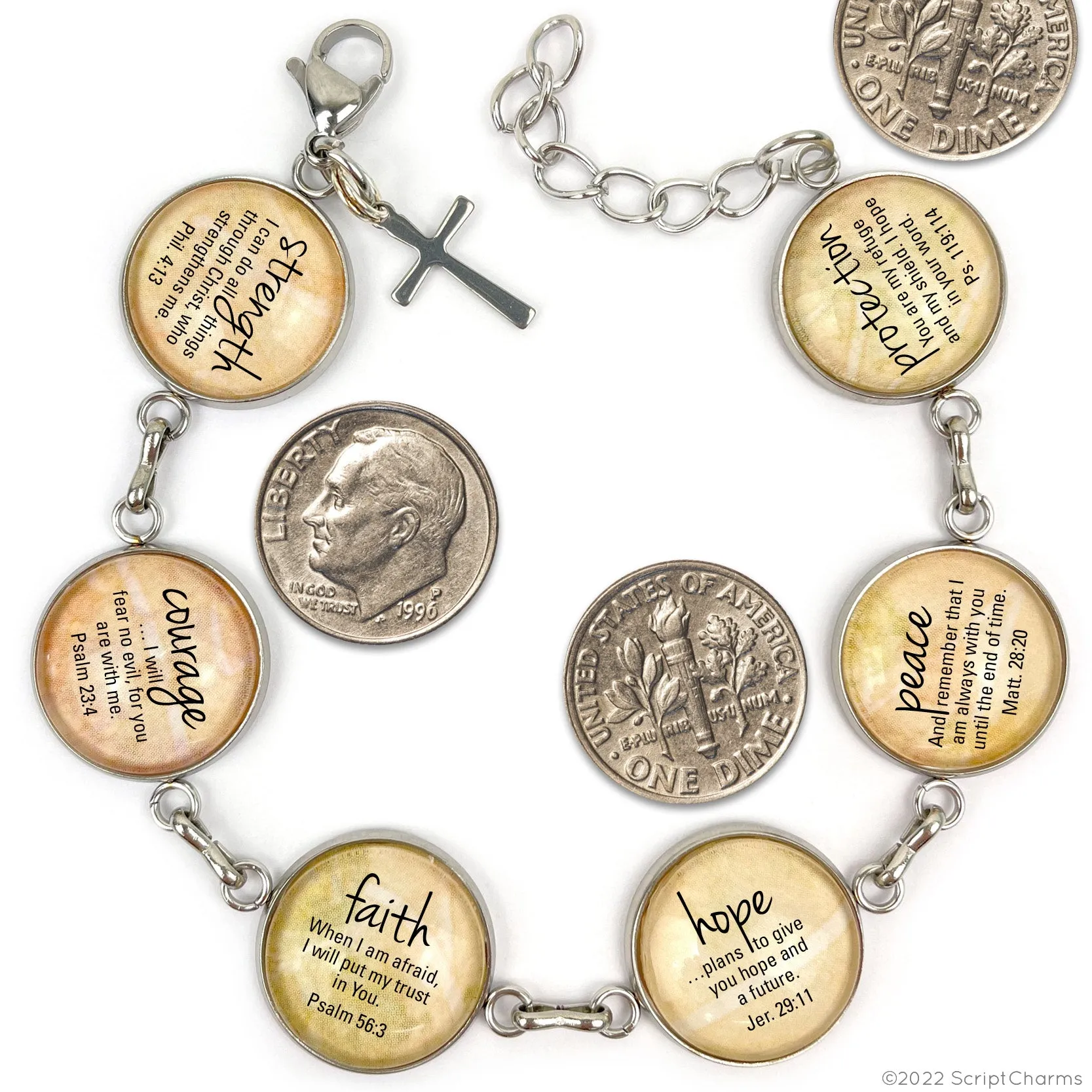 I Am a Woman of God, Forgiven & Unbound – Christian Affirmations Bracelet – Glass Charm Stainless Steel Bracelet