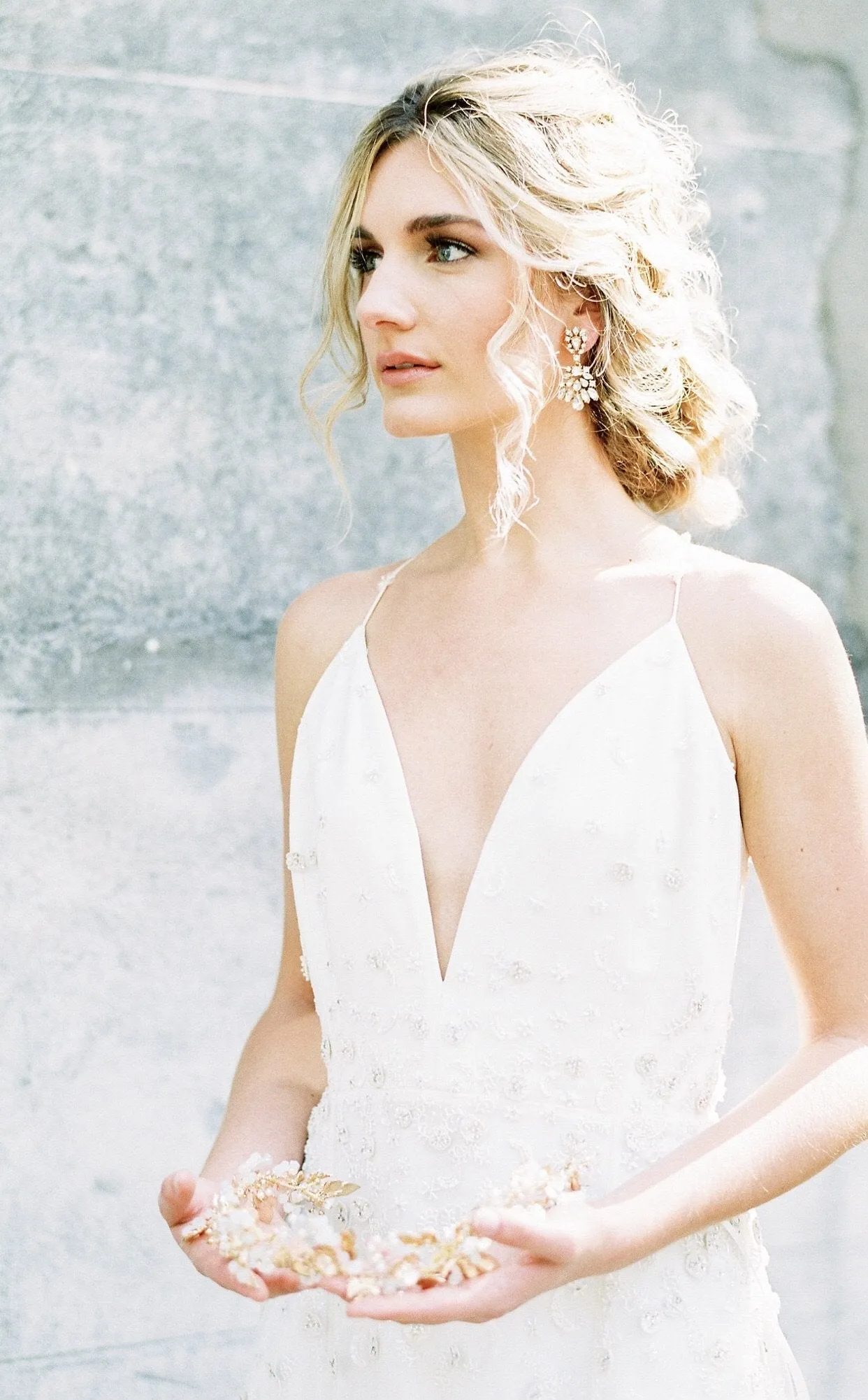 JULIET Gold Bridal Halo Headpiece