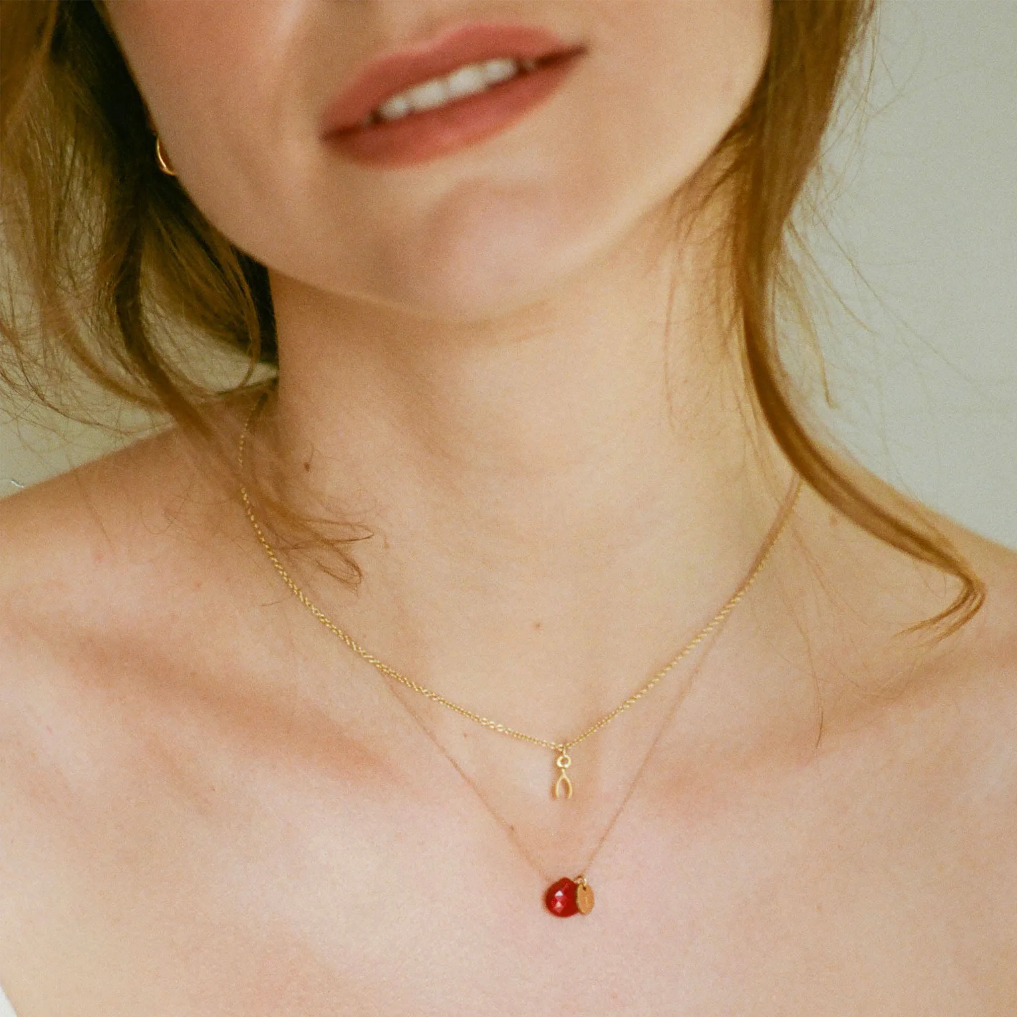 July Ruby Fine Cord Birthstone Necklace