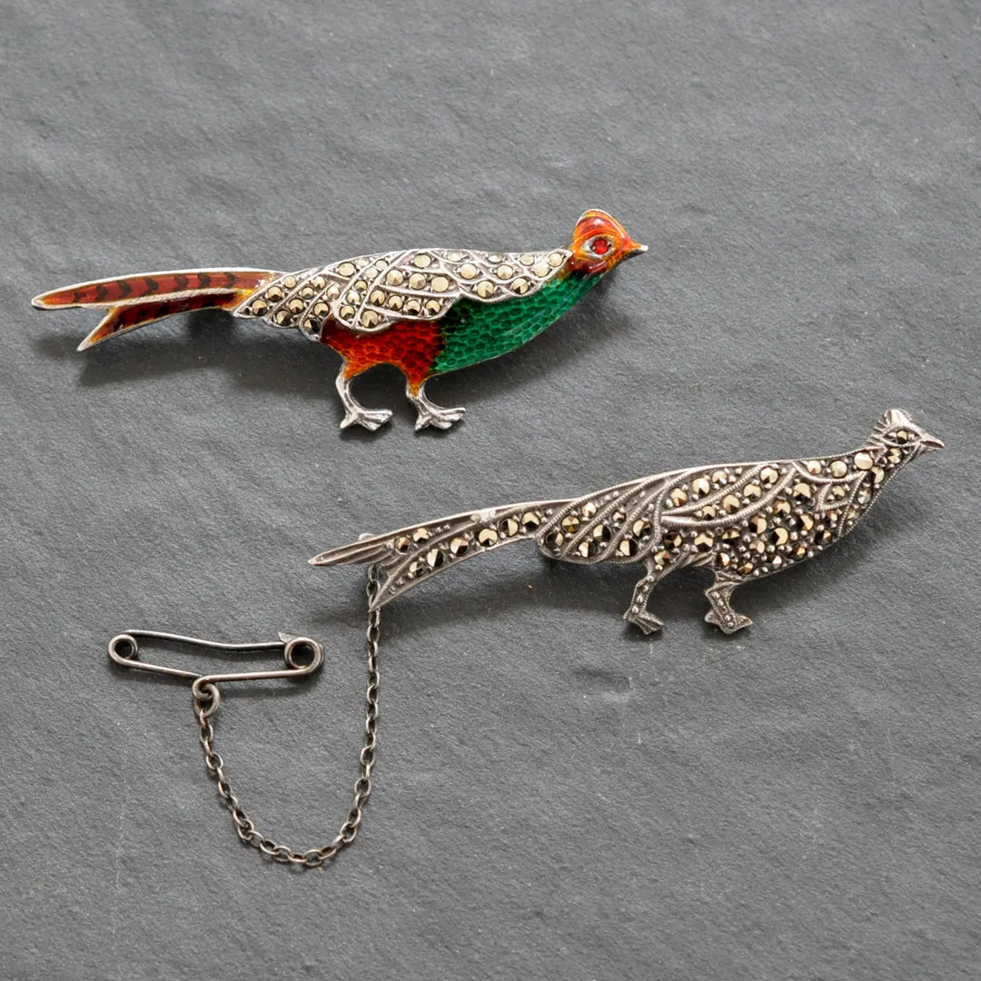 Marcasite Pheasant Brooch