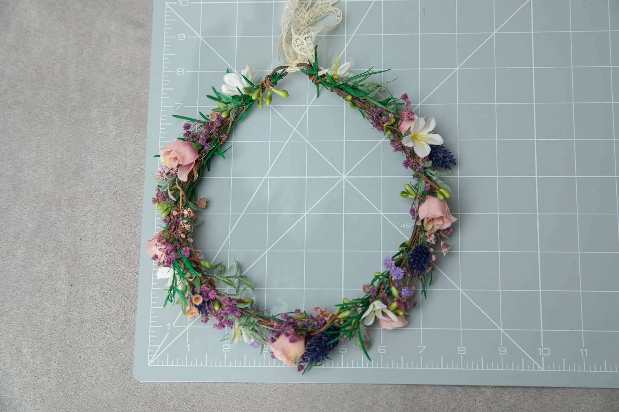 Meadow flower hair wreath Bridal flower crown with roses Hair flowers Bridal hairstyle inspo Navy and peach flower hair wreath Wildflowers