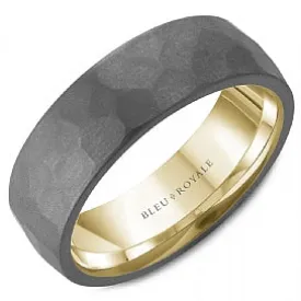 Men's 14K Yellow Gold & Grey Tantalum Wedding Band