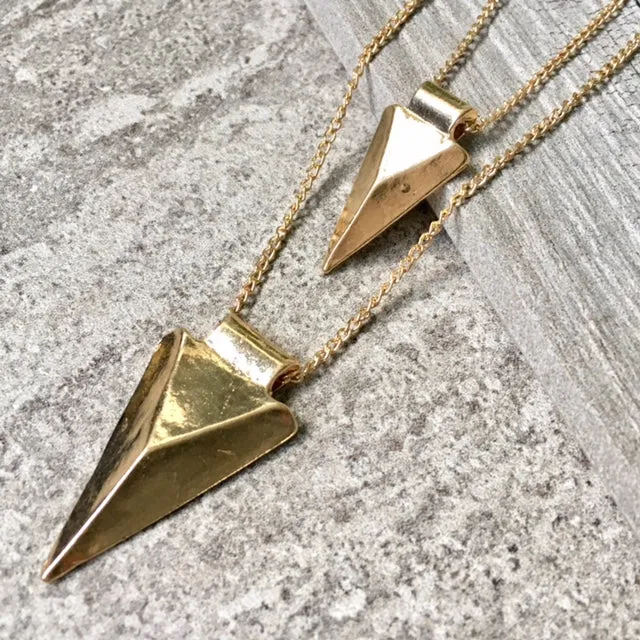 MULTI LAYER POINTY TRIANGLE ARROW GOLD CHAIN NECKLACE