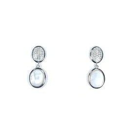 Oval Earrings With Micro Pave' And Mother Of Pearl