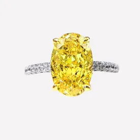 Radiant Yellow Zirconia Solitaire Engagement-Style Ring