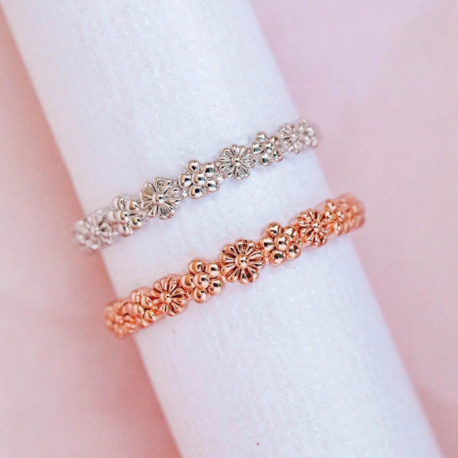 Rose Gold Floral Stacking Ring