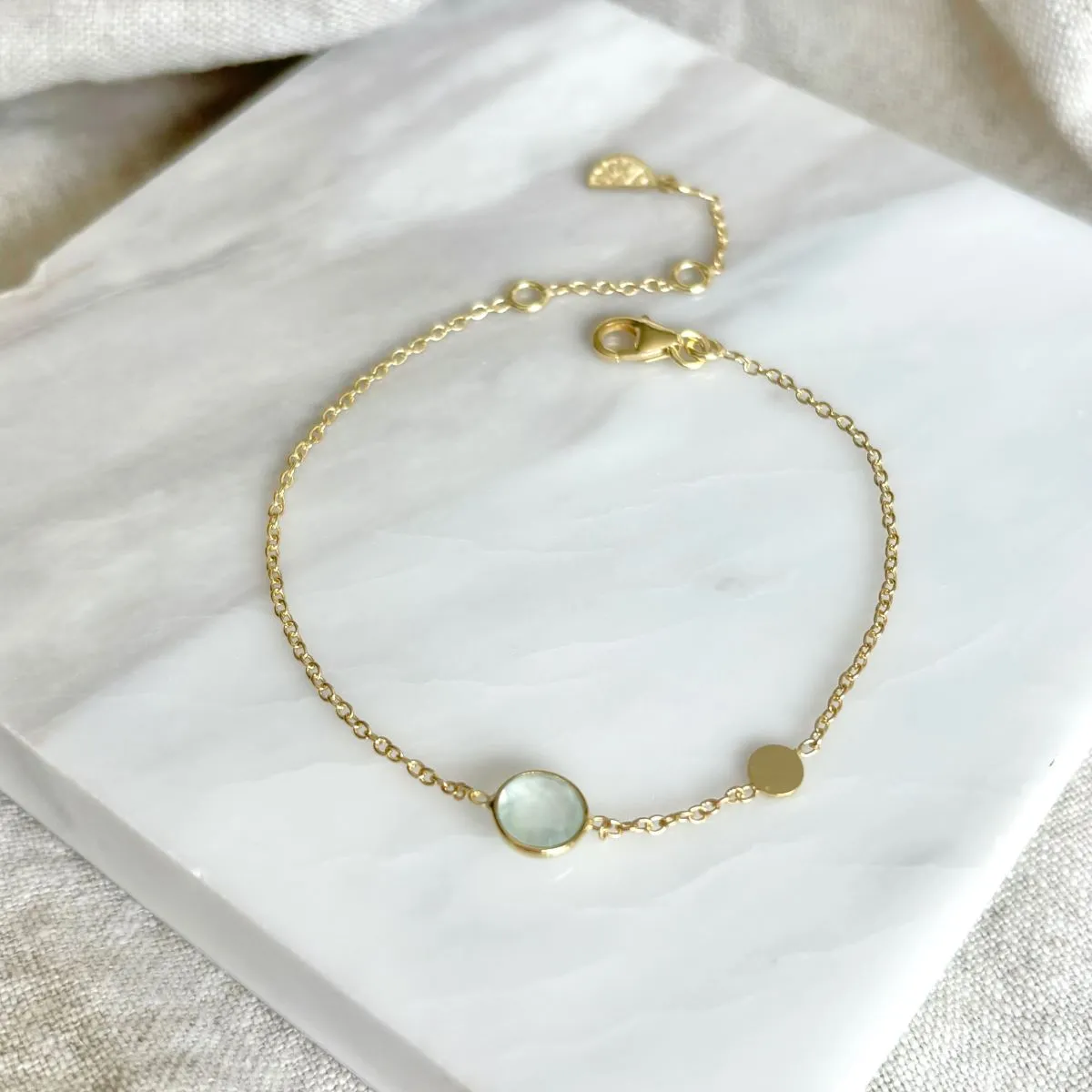 Salina Aqua Chalcedony and Gold Disc Bracelet