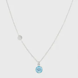 Salina Blue Topaz & Silver Disc Necklace