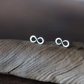 Tiny Infinity Earrings, Small modern everyday studs