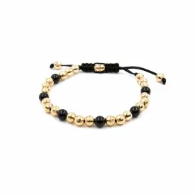 Unisex Gold Bracelet - 14-karat Solid  Gold & Onyx Prayer Bead Bracelet - RED GOLD®